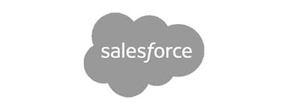 Logo of salesforce depicted as a cloud with the word "salesforce" inscribed within it.
