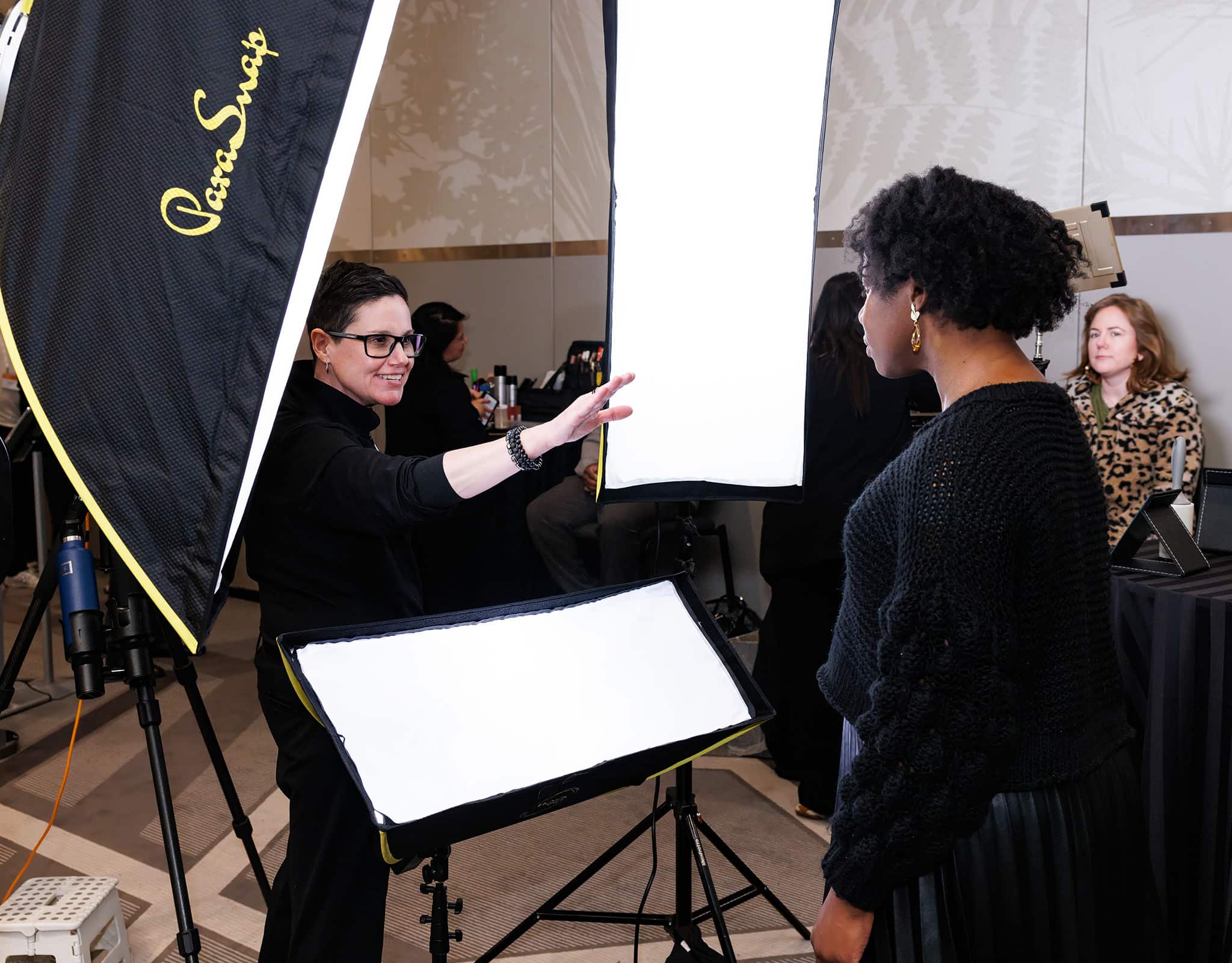 On-site Chicago Headshot Lounge studio setup providing professional headshots at a corporate event.