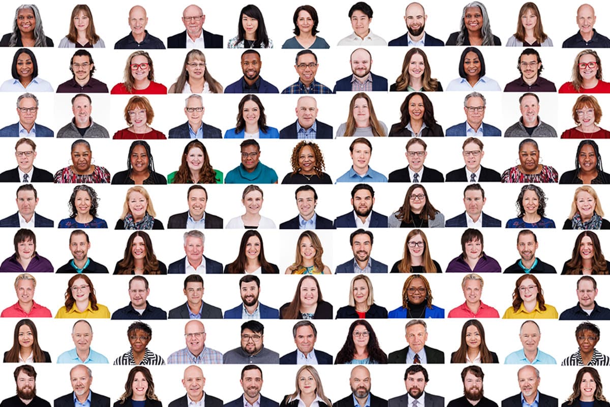 Multiple headshots from a Chicago Headshot Lounge corporate event, showing attendee variety.