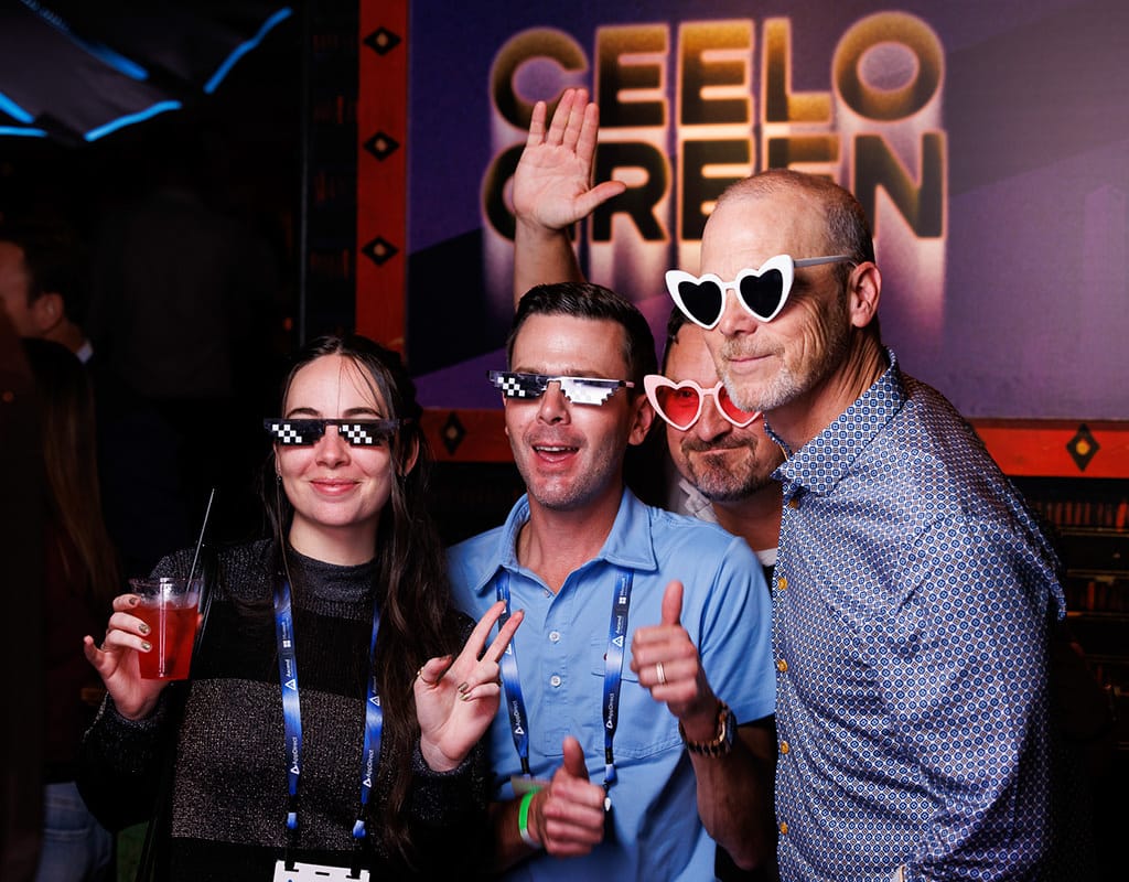 Attendees posing together at a Chicago corporate event, photographed by Chicago corporate event photographer Tori Soper.